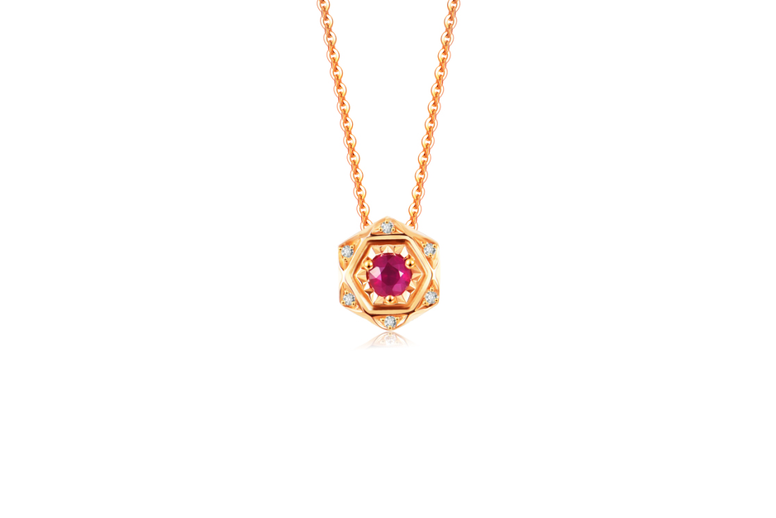 AU750 Gold Ruby Necklace Set – Style RY1030-3