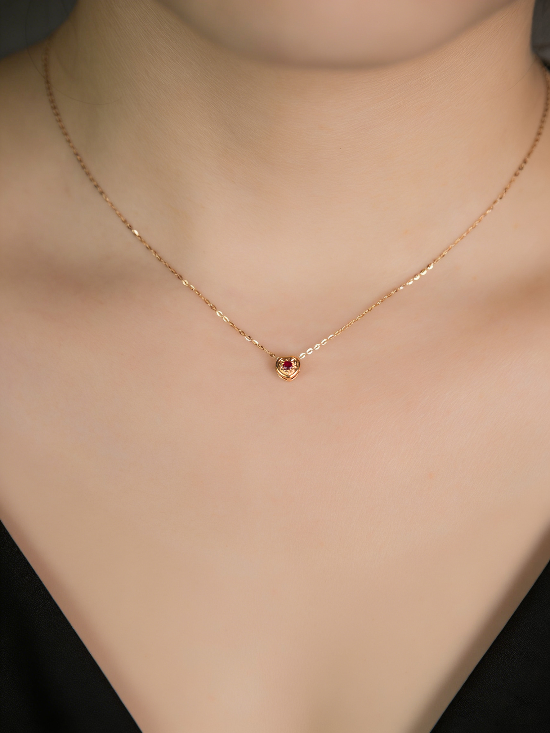 Original Intention Collection: Ruby-encrusted Promise Necklace Set