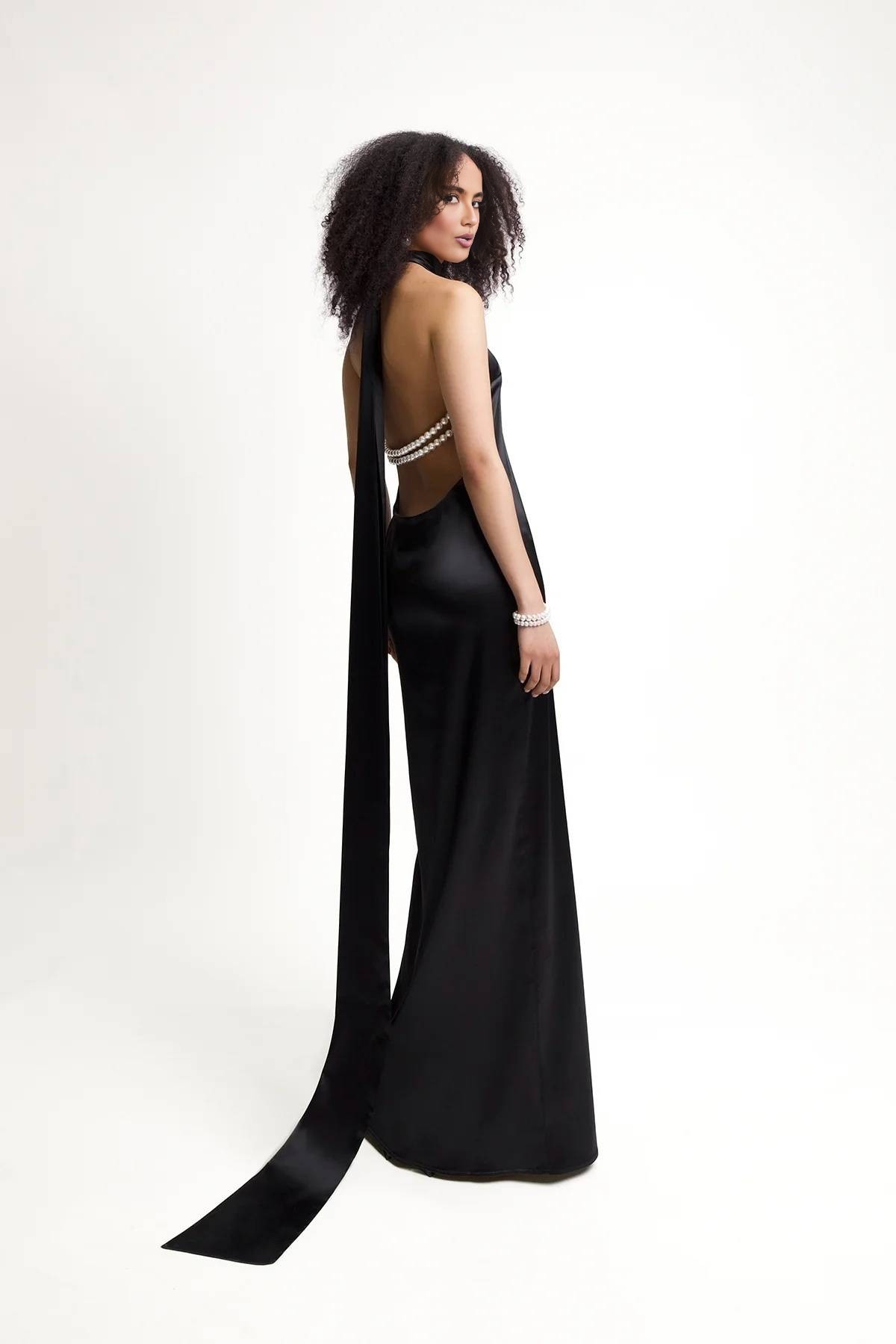 Satin Halter Column Gown