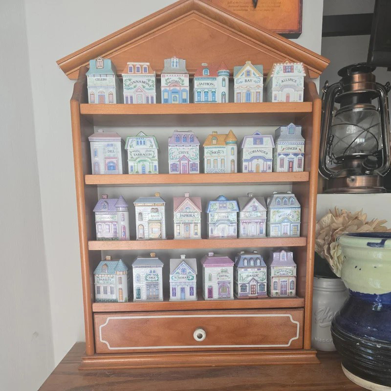 ORIGINAL Lenox Spice Village 1989 COMPLETE 24 Porcelain Jar Set W/ Display Rack