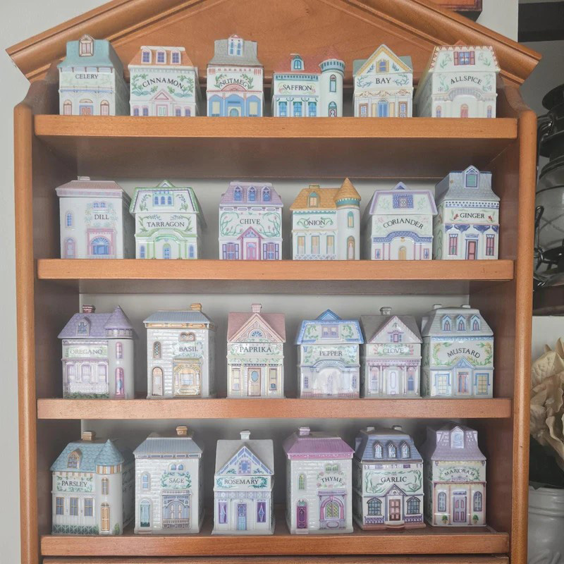ORIGINAL Lenox Spice Village 1989 COMPLETE 24 Porcelain Jar Set W/ Display Rack