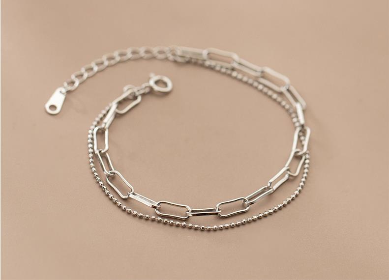 Fashion S925 Sterling Silver Bracelet Simple Style for Women