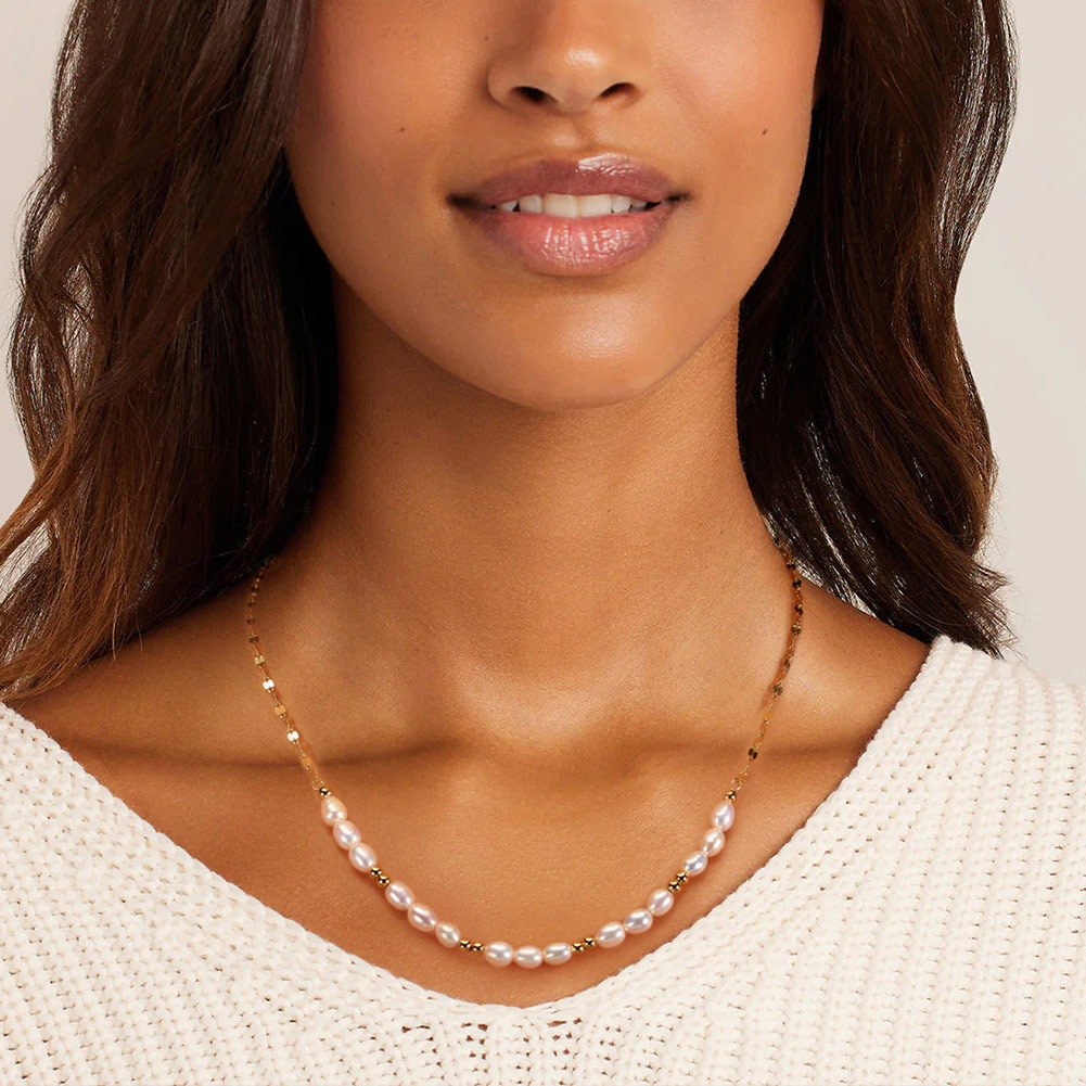 925 Sterling Silver Necklace with Freshwater Pearl for Woment Casual Style