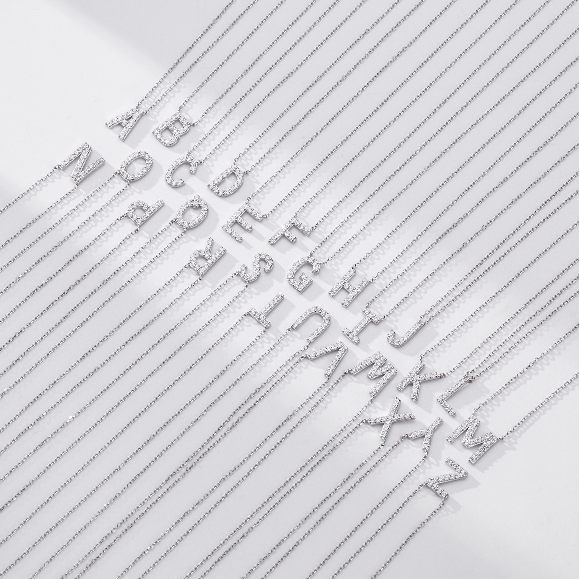 Dainty Initial Necklace S925 Sterling Silver Letter Pendant Necklace with Cubic Zirconia for Women