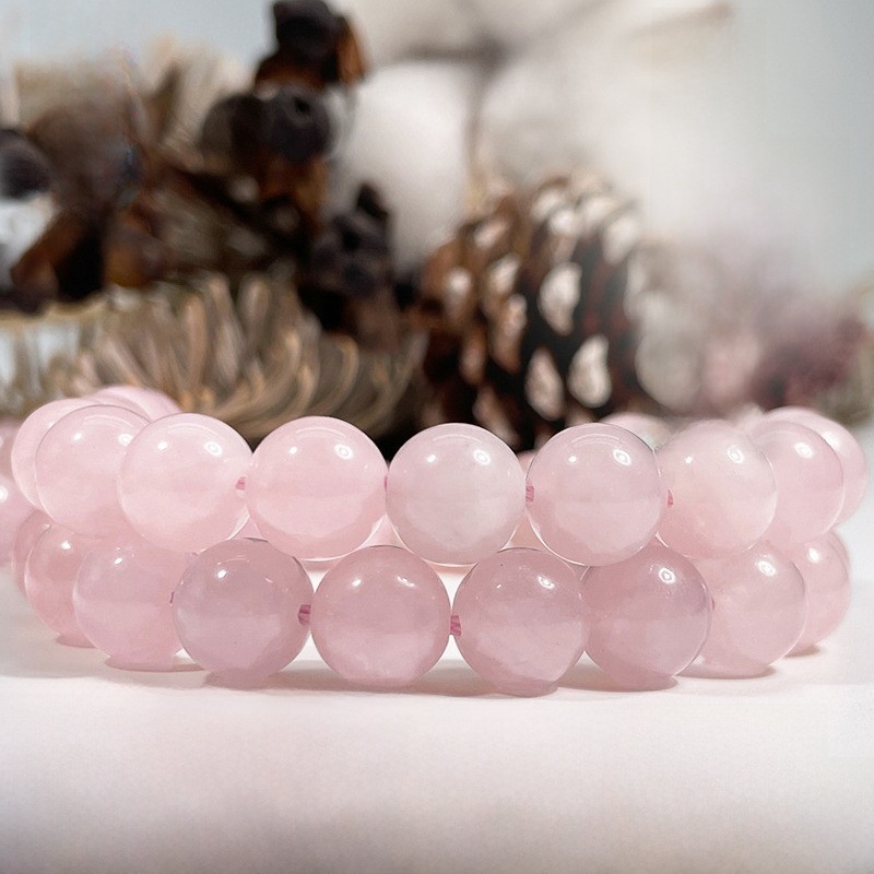 Natural Rose Quartz Crystal Round Loose Semi Gemstone Beads for Jewelry Making