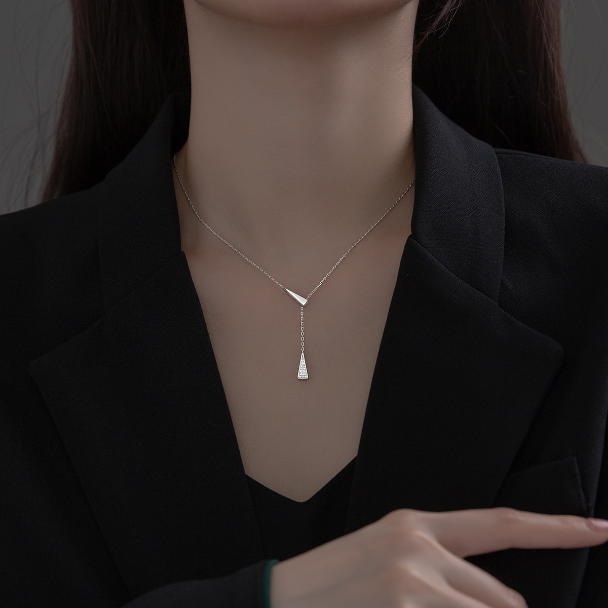 #246 925 Sterling Silver Pendant  Necklace with Cubic Zirconia Unique Casual Design for women