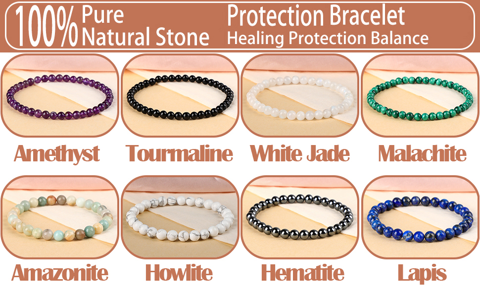 Stretch Bracelet for Women Men, Natural Gemstone Round Stone Crystal Beads for Beaded Elastic Bracelet