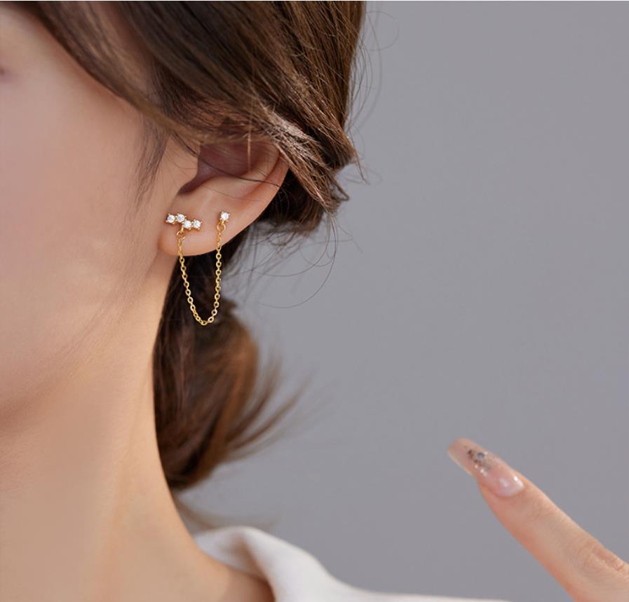 S925 Sterling Silver Dangle Earrings Chain Earrings Simple Design for Women