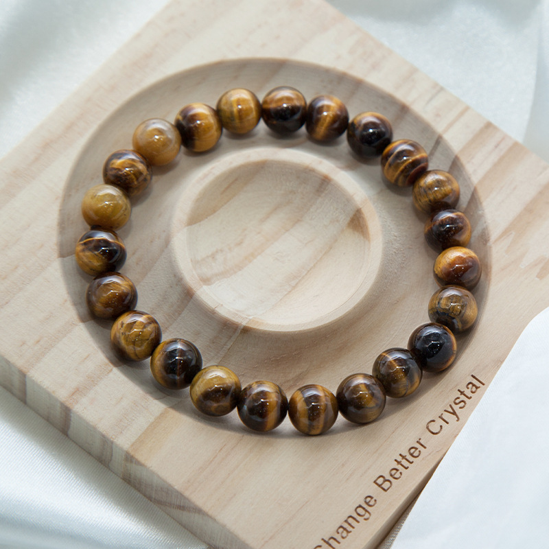 Tiger's eye Bracelet for Women Natural Gemstone Round Stone Crystal Beads for Beaded Elastic Bracelet