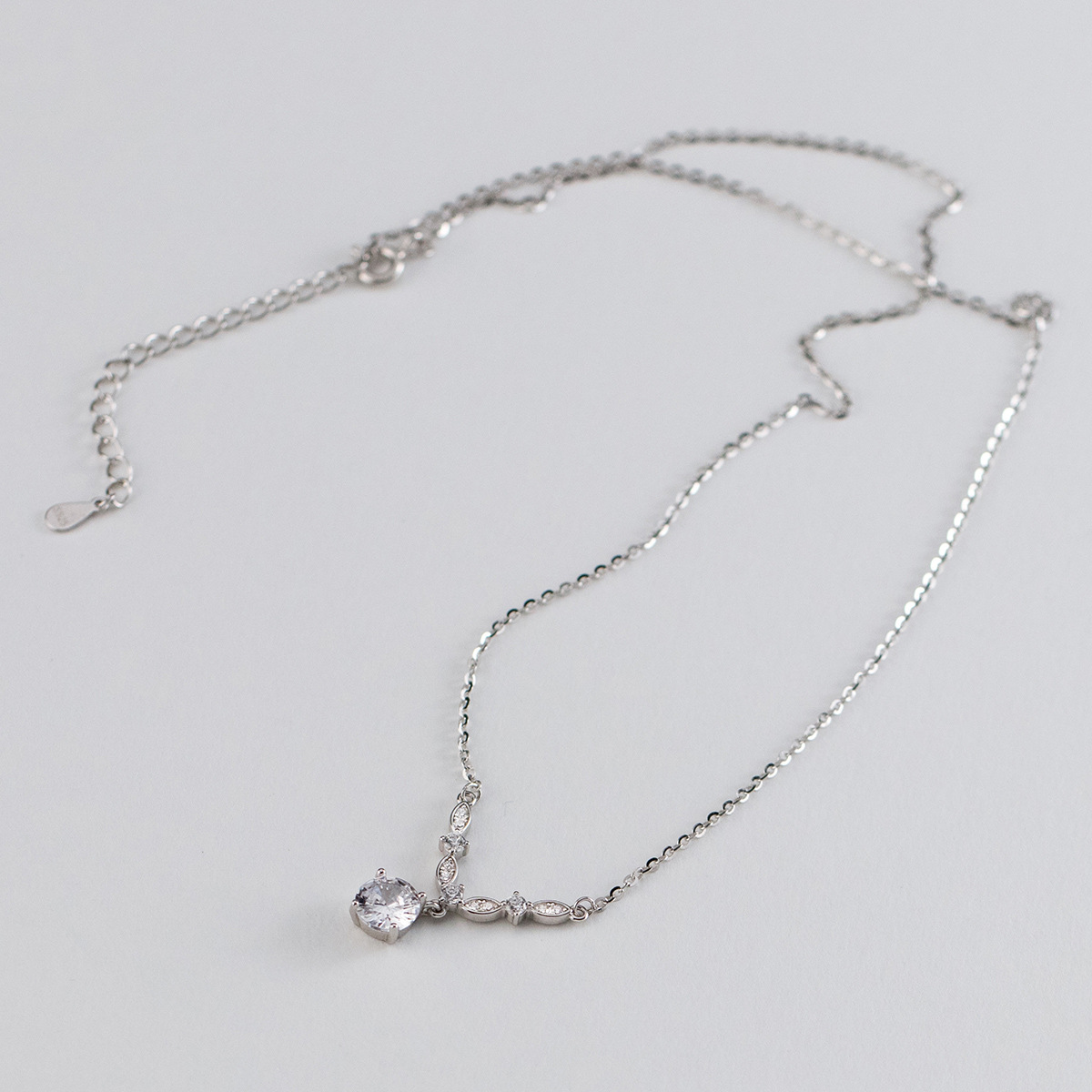 S925 Sterling Silver Pendant Necklace with Cubic Zirconia Casual Style