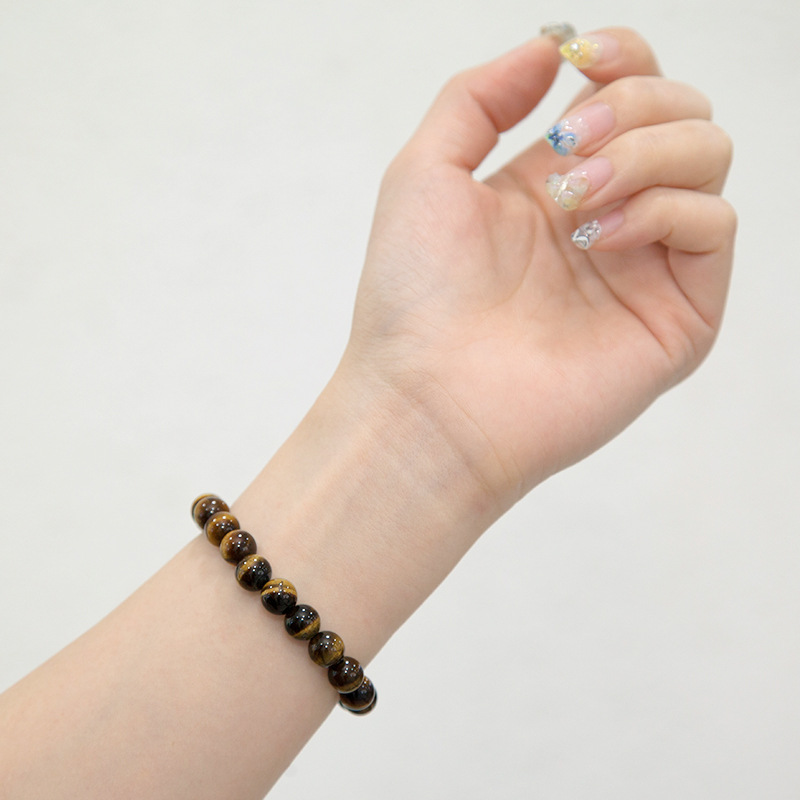 Tiger's eye Bracelet for Women Natural Gemstone Round Stone Crystal Beads for Beaded Elastic Bracelet