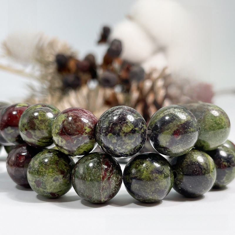 Natural Dragon Bloodstone Round Loose Semi Gemstone Beads for Jewelry Making