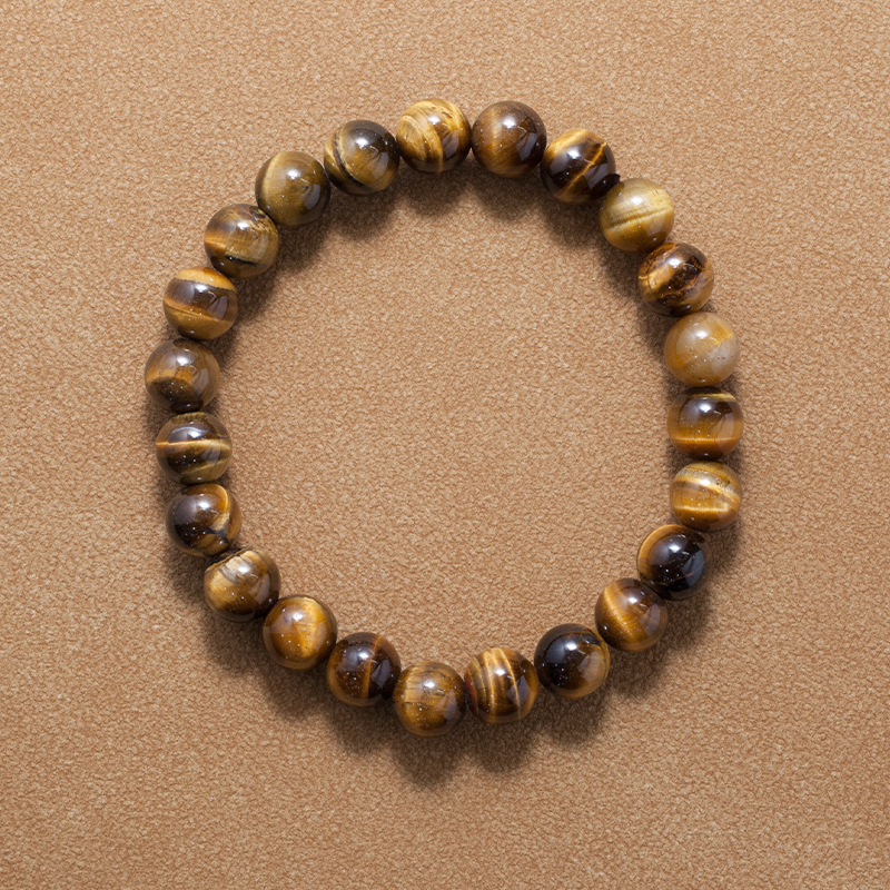 Tiger's eye Bracelet for Women Natural Gemstone Round Stone Crystal Beads for Beaded Elastic Bracelet