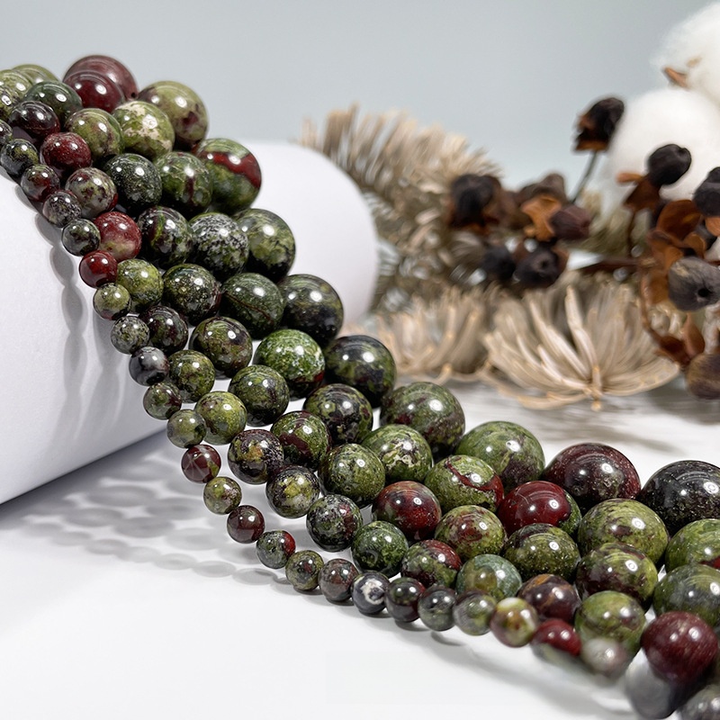 Natural Dragon Bloodstone Round Loose Semi Gemstone Beads for Jewelry Making