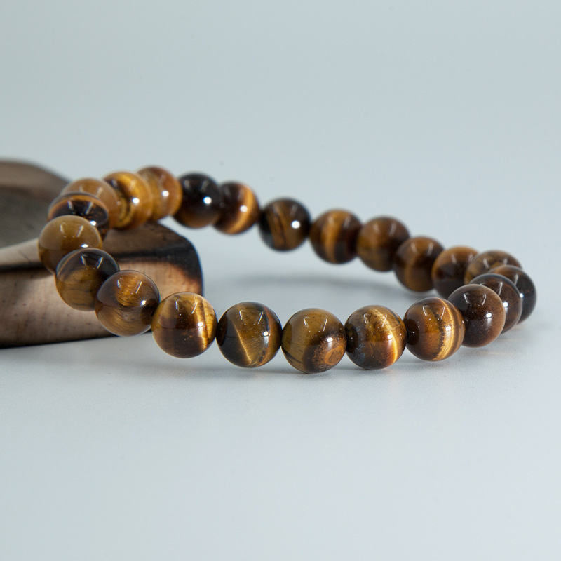 Tiger's eye Bracelet for Women Natural Gemstone Round Stone Crystal Beads for Beaded Elastic Bracelet