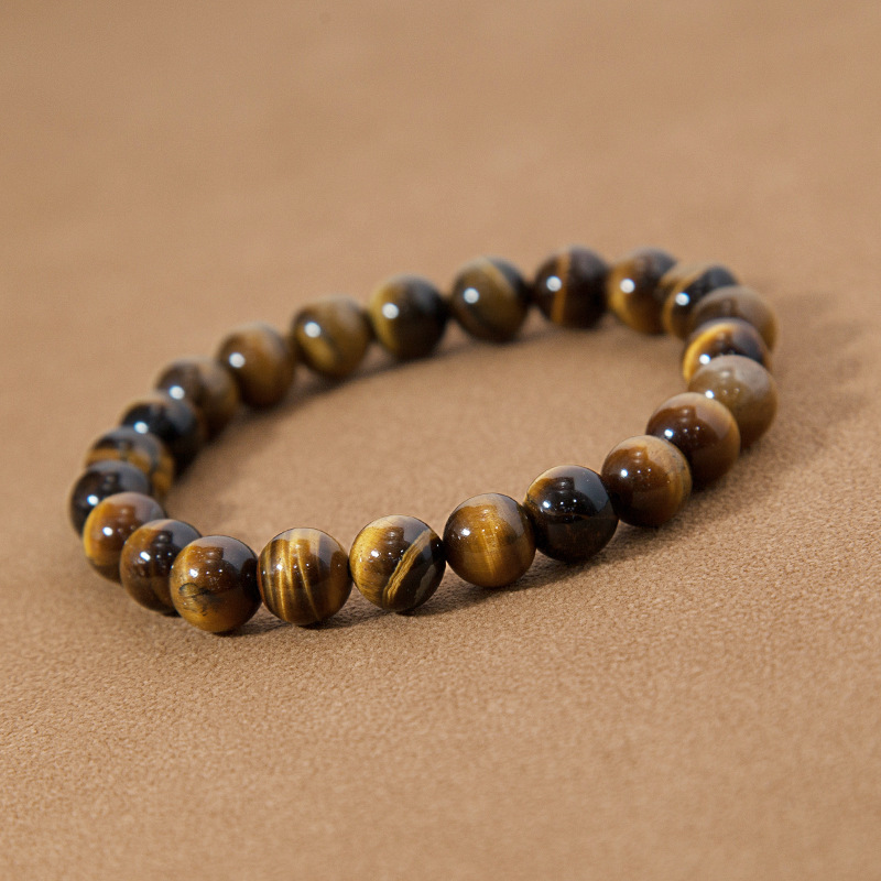 Tiger's eye Bracelet for Women Natural Gemstone Round Stone Crystal Beads for Beaded Elastic Bracelet