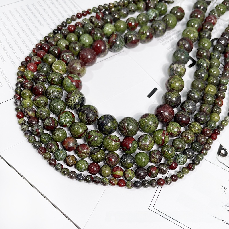 Natural Dragon Bloodstone Round Loose Semi Gemstone Beads for Jewelry Making