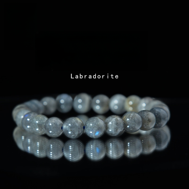 Labradorite Bracelet for Women Natural Gemstone Round Stone Crystal Beads for Beaded Elastic Bracelet