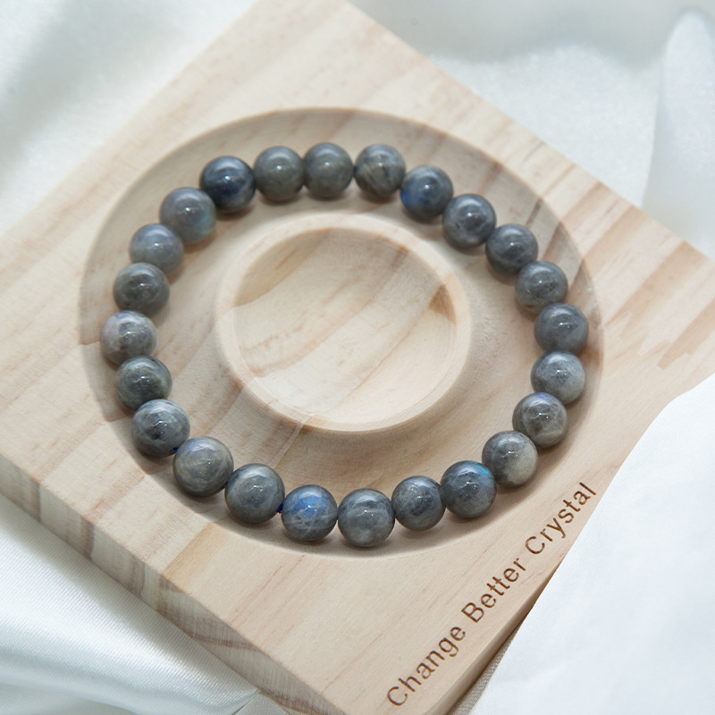 Labradorite Bracelet for Women Natural Gemstone Round Stone Crystal Beads for Beaded Elastic Bracelet