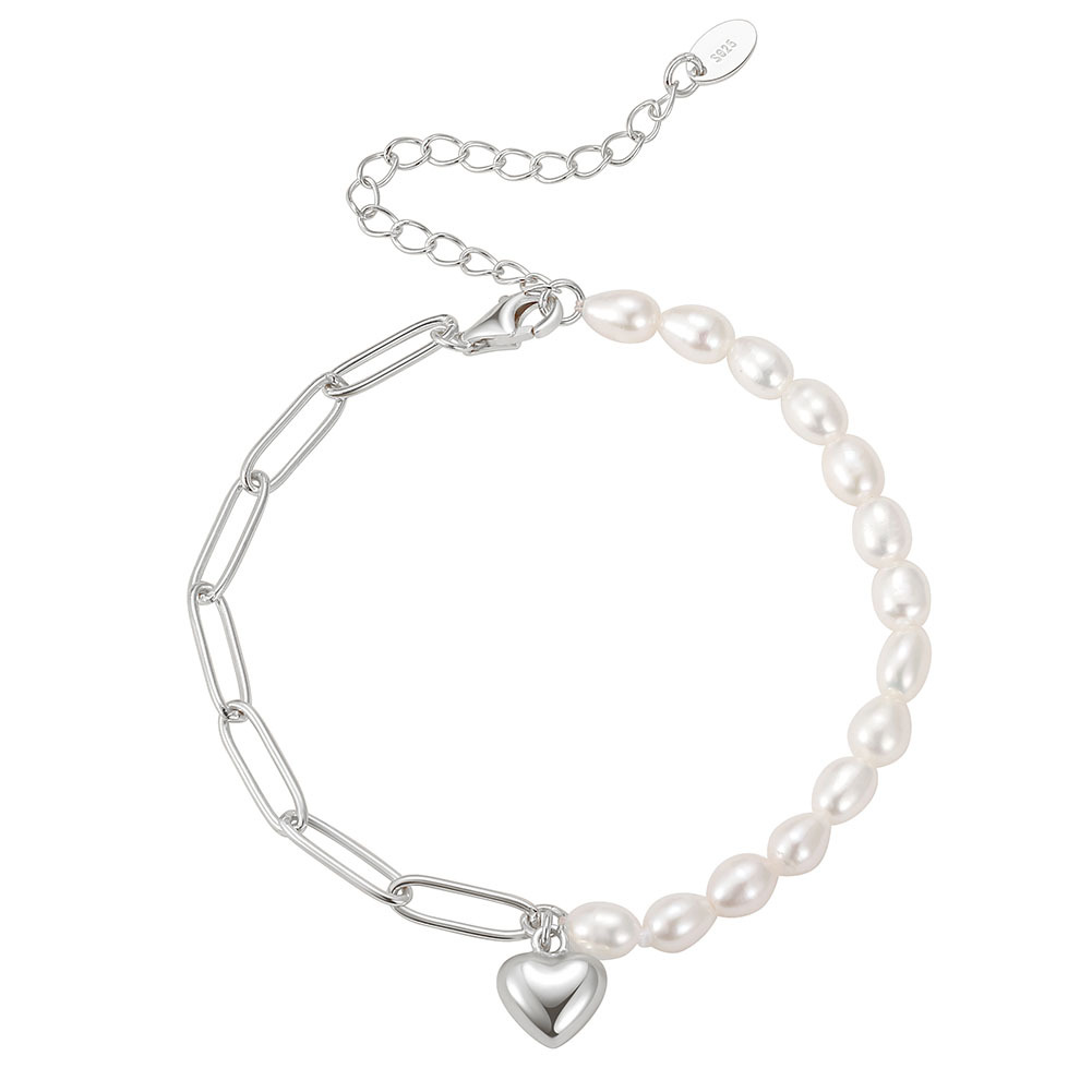 S925 Sterling Silver Bracelet with Freshwater Pearl for Woment