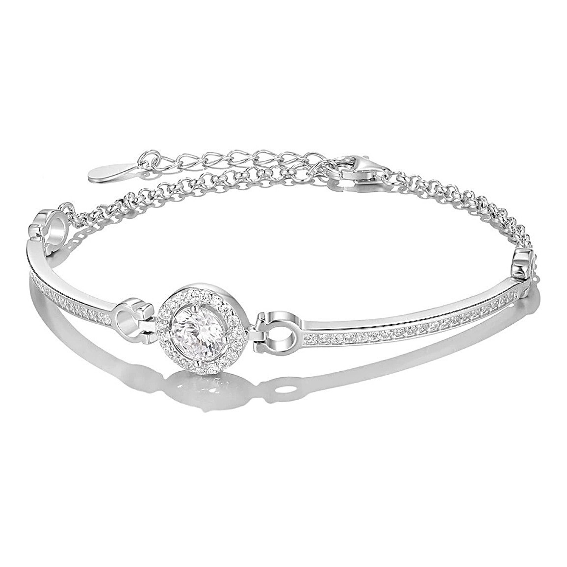 Fashion S925 Sterling Silver Bracelet with Cubic Zirconia  for Women