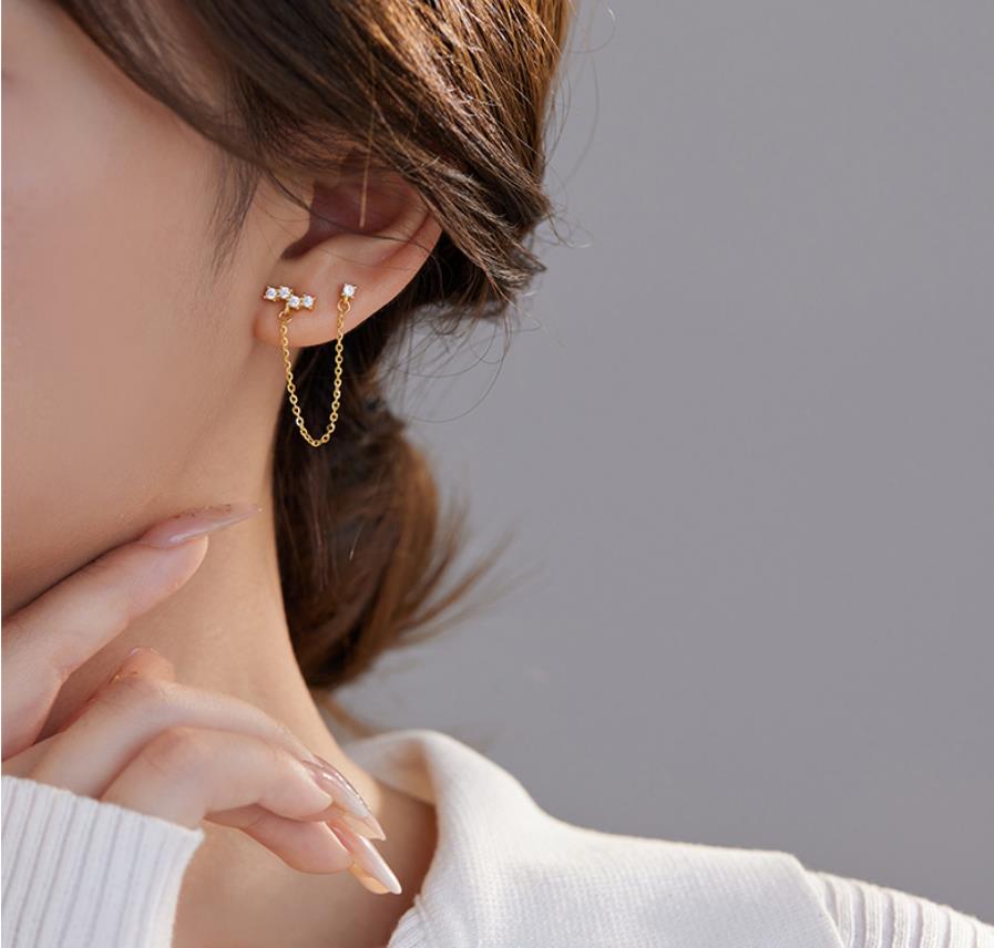 S925 Sterling Silver Dangle Earrings Chain Earrings Simple Design for Women