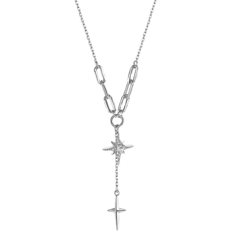 #236 925 Sterling Silver Pendant  Necklace with Cubic Zirconia Unique Casual Design