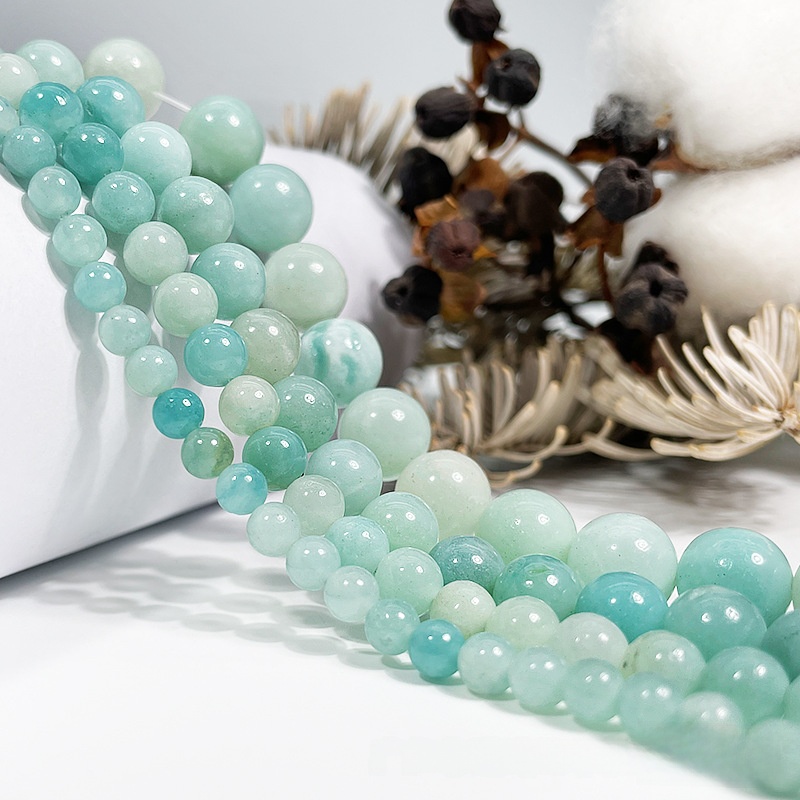 Natural Blue Amazonite Round Loose Semi Gemstone Beads for Jewelry Making