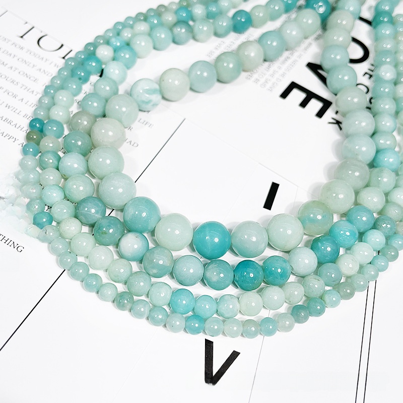 Natural Blue Amazonite Round Loose Semi Gemstone Beads for Jewelry Making