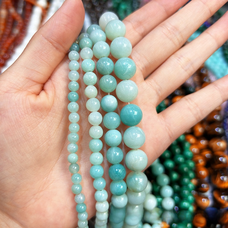 Natural Blue Amazonite Round Loose Semi Gemstone Beads for Jewelry Making