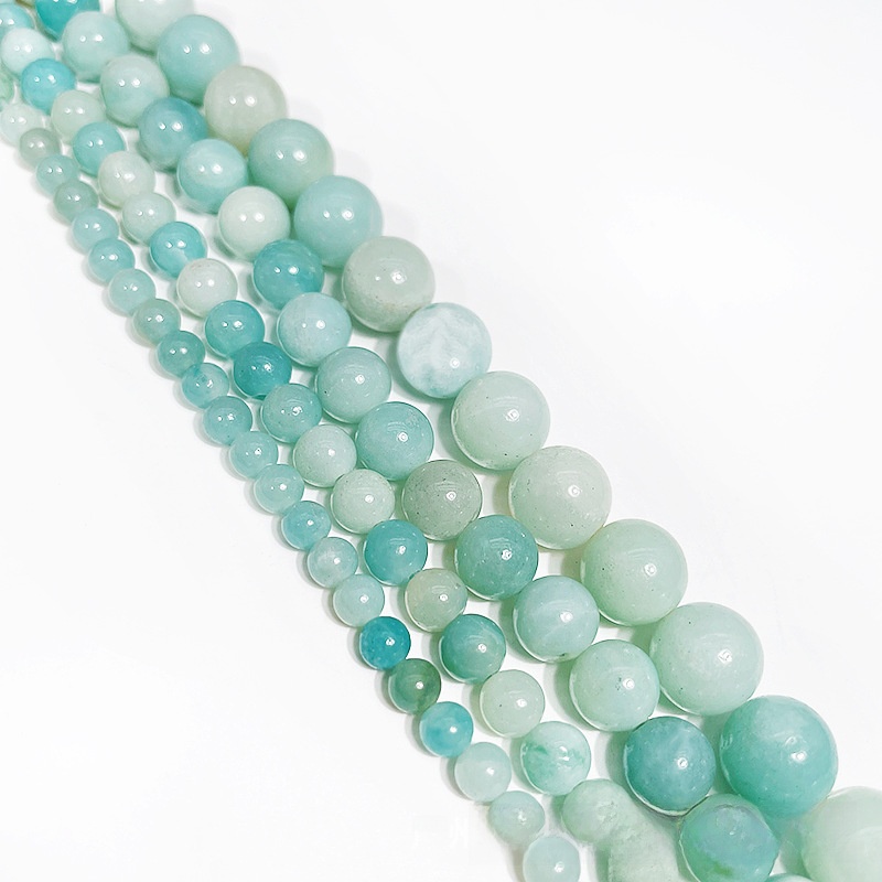 Natural Blue Amazonite Round Loose Semi Gemstone Beads for Jewelry Making