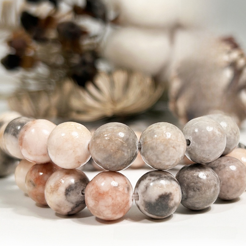 Natural Pink Zebra Round Loose Semi Gemstone Beads for Jewelry Making