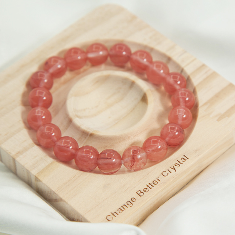 rose cherry crystal Bracelet for Women Natural Gemstone Round Stone Crystal Beads for Beaded Elastic Bracelet
