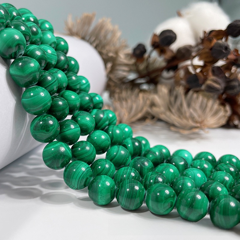 Natural Malachite Round Loose Semi Gemstone Beads for Jewelry Making
