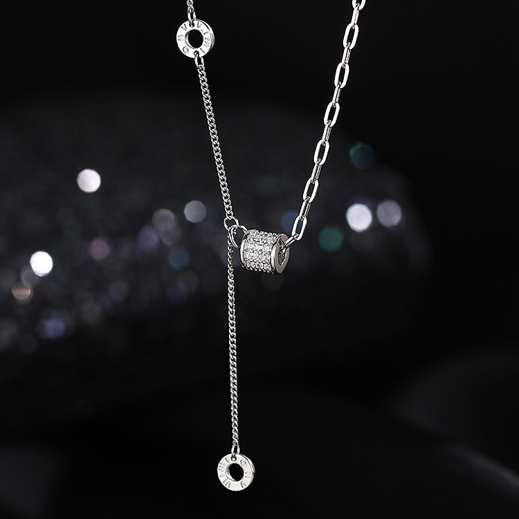 #221 Silver Necklace S925 Sterling Silver Necklace Pendant with Cubic Zircon