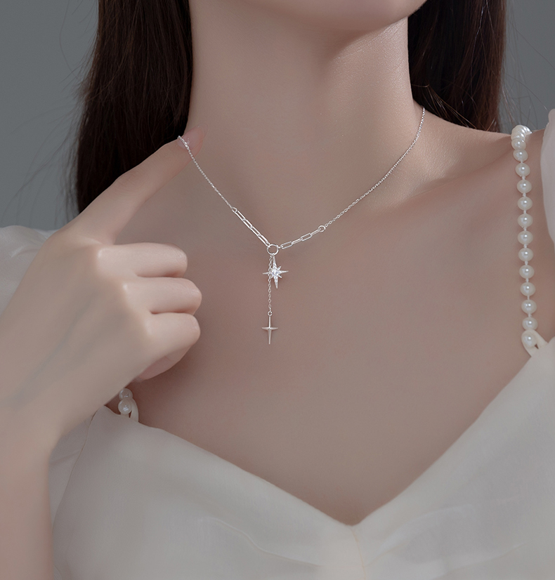 #236 925 Sterling Silver Pendant  Necklace with Cubic Zirconia Unique Casual Design