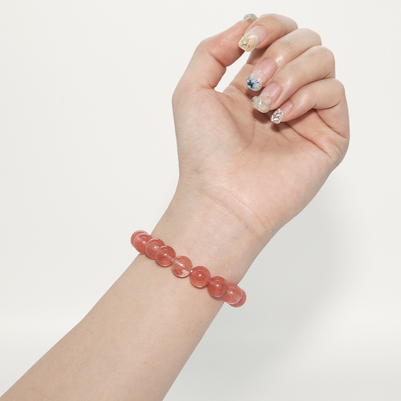 rose cherry crystal Bracelet for Women Natural Gemstone Round Stone Crystal Beads for Beaded Elastic Bracelet
