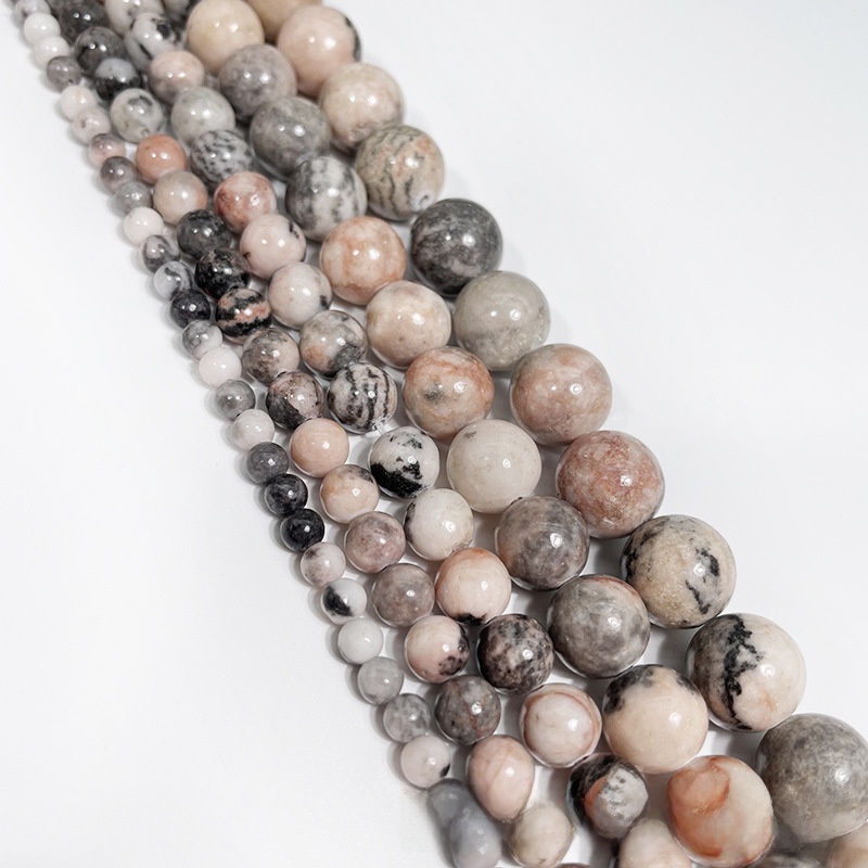 Natural Pink Zebra Round Loose Semi Gemstone Beads for Jewelry Making