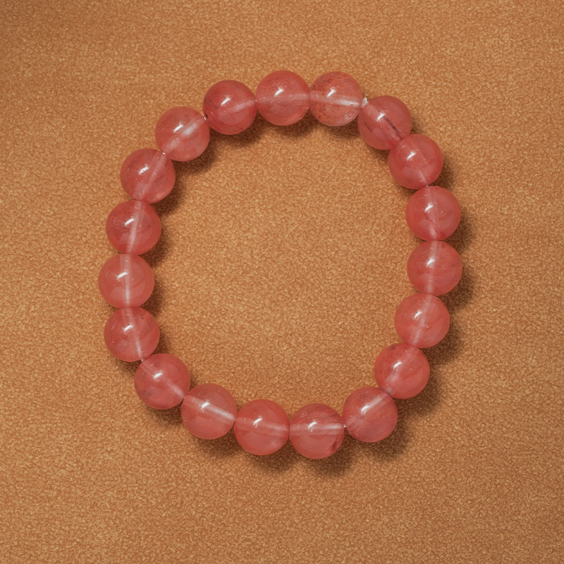 rose cherry crystal Bracelet for Women Natural Gemstone Round Stone Crystal Beads for Beaded Elastic Bracelet