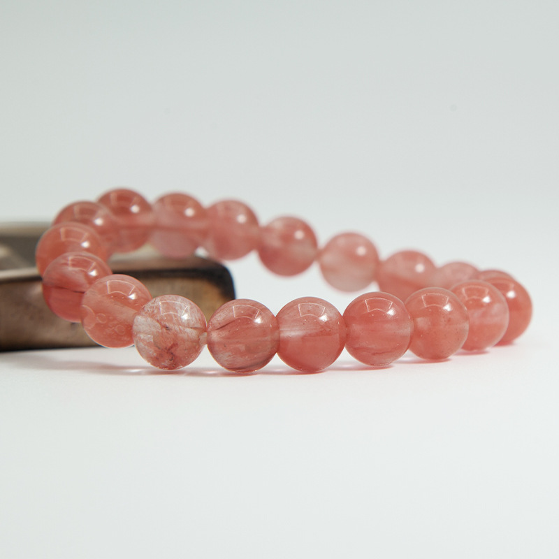 rose cherry crystal Bracelet for Women Natural Gemstone Round Stone Crystal Beads for Beaded Elastic Bracelet
