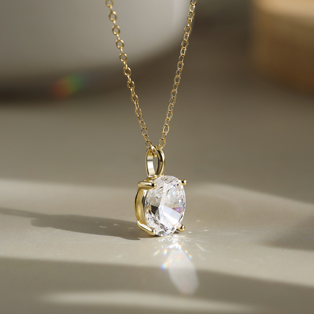 S925 Sterling Silver Pendant Necklace Luxury Niche Style Simple Round Zircon Pendant