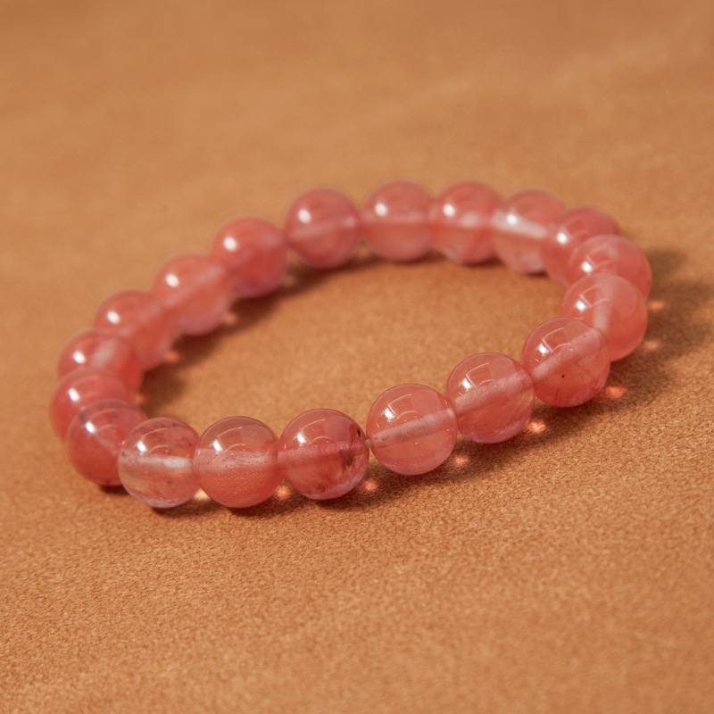 rose cherry crystal Bracelet for Women Natural Gemstone Round Stone Crystal Beads for Beaded Elastic Bracelet