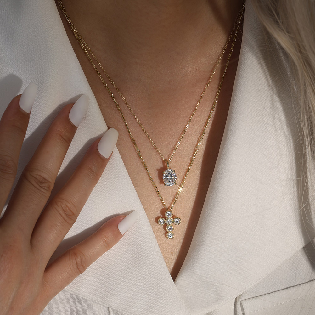 S925 Sterling Silver Pendant Necklace Luxury Niche Style Simple Round Zircon Pendant