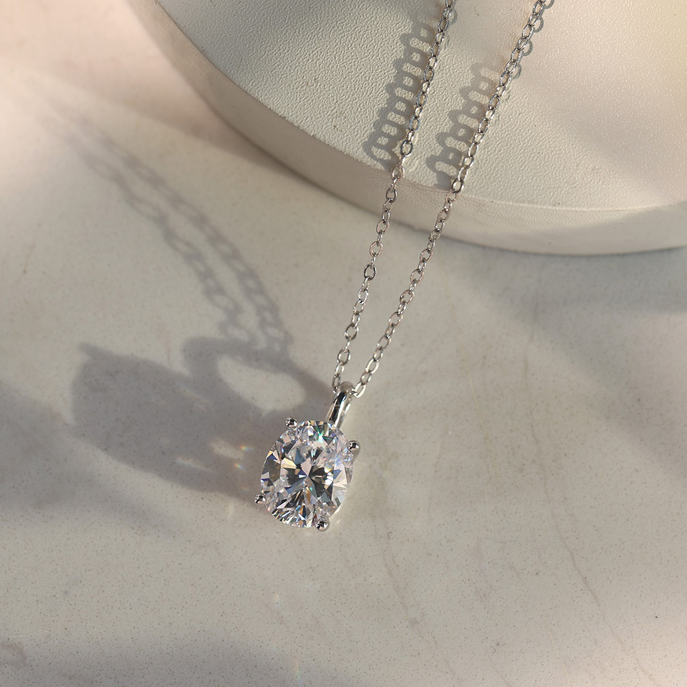 S925 Sterling Silver Pendant Necklace Luxury Niche Style Simple Round Zircon Pendant