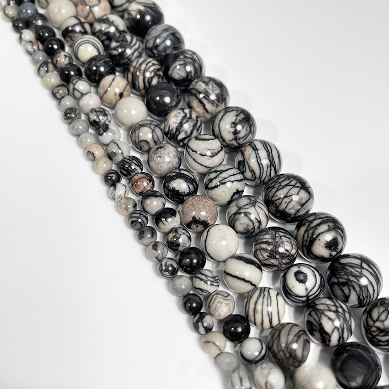 Natural Network Stone Round Loose Semi Gemstone Beads for Jewelry Making