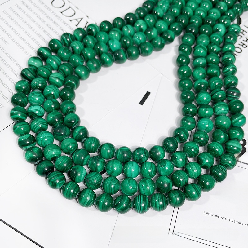 Natural Malachite Round Loose Semi Gemstone Beads for Jewelry Making