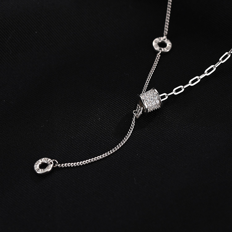 #221 Silver Necklace S925 Sterling Silver Necklace Pendant with Cubic Zircon