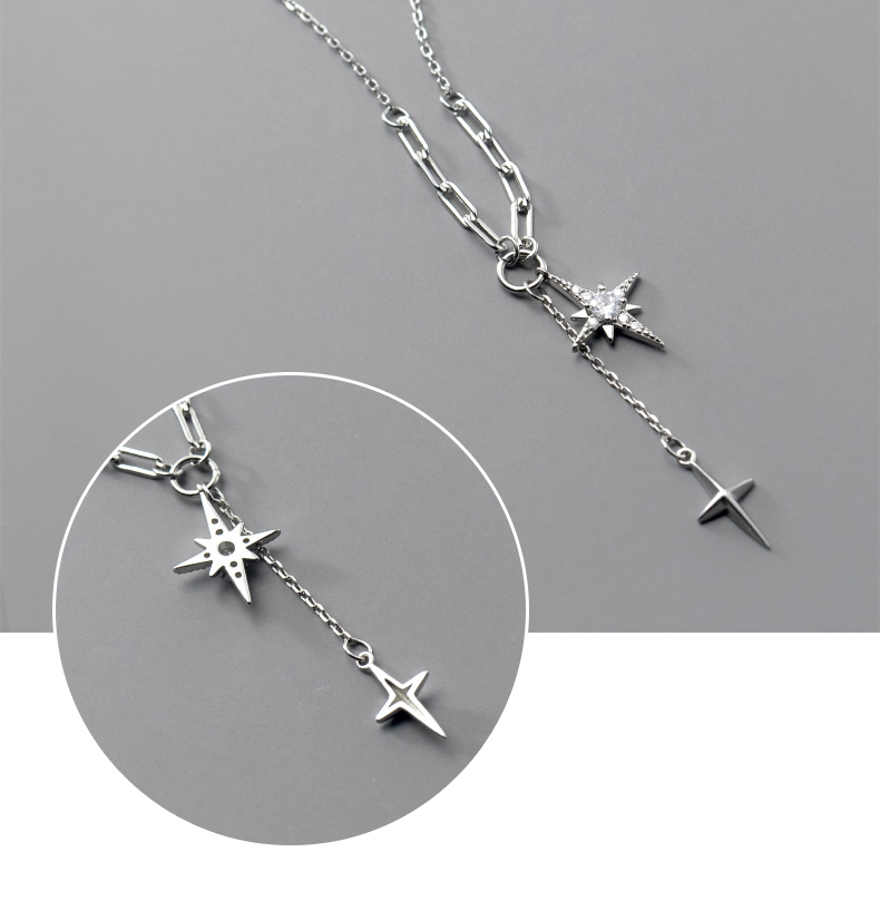 #236 925 Sterling Silver Pendant  Necklace with Cubic Zirconia Unique Casual Design