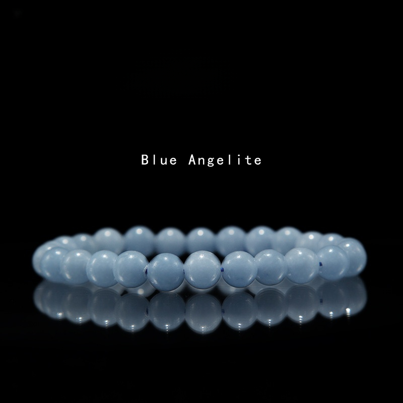 Blue angelite Bracelet for Women Natural Gemstone Round Stone Crystal Beads for Beaded Elastic Bracelet