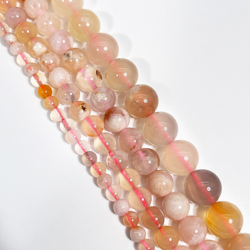 Natural Sakura Agate Round Loose Semi Gemstone Beads for Jewelry Making
